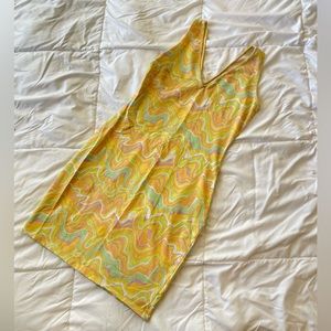 WILD FABLE swirl pattern yellow bodycon dress